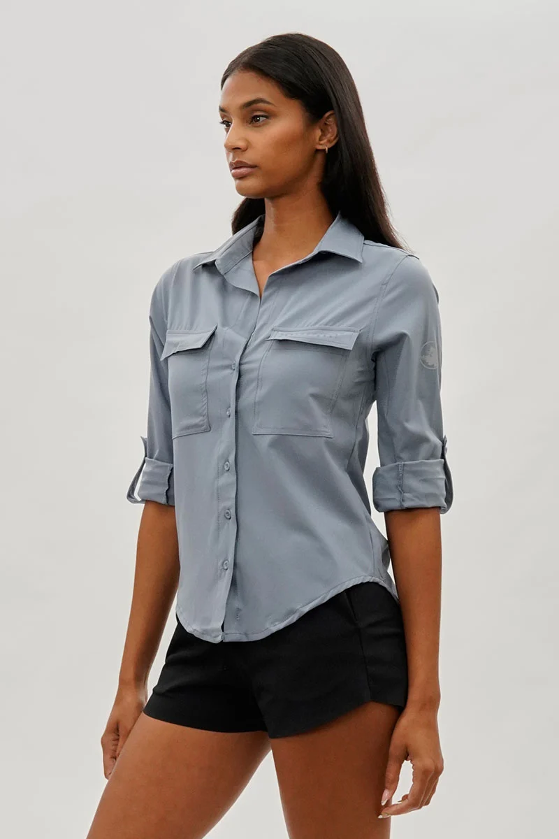 Button Up Ripstop Utility Shirt - Grey - Image 2