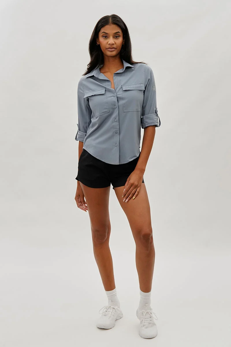 Button Up Ripstop Utility Shirt - Grey - Image 5