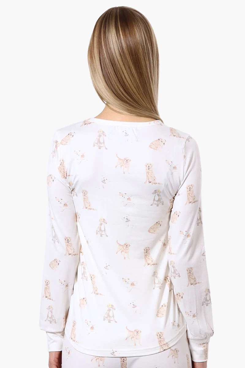 Dog Pattern Pajama Top - White - Image 3