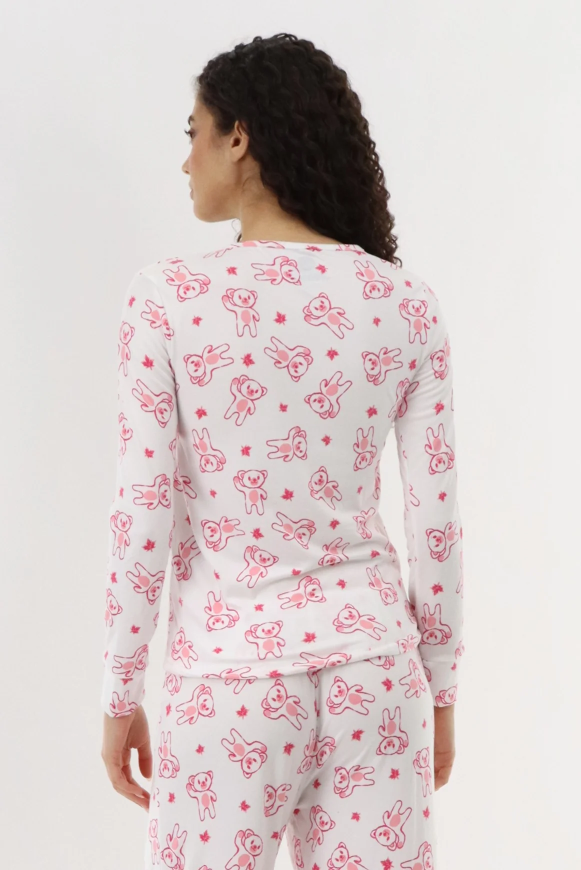 Teddy Bear Printed Pajama Top - White - Image 3