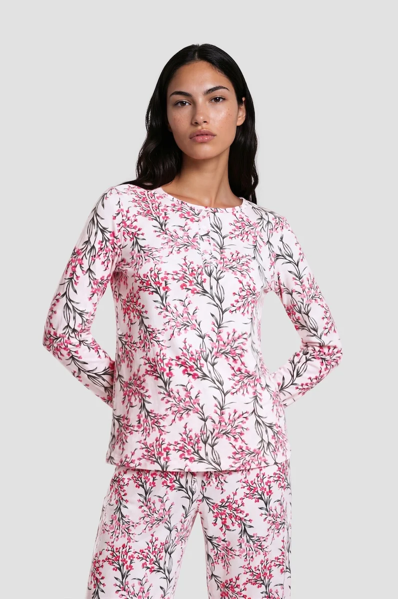 Long Sleeve Henley Pajama Top - Purple