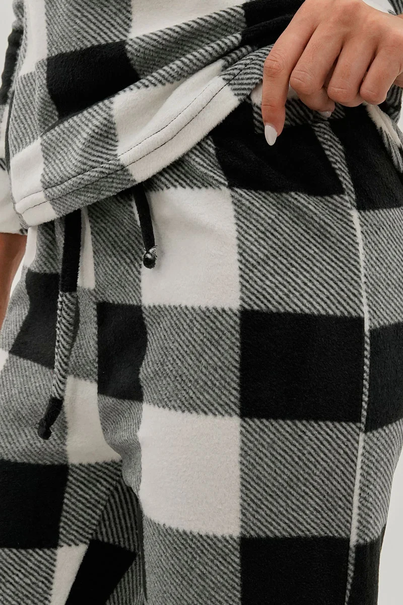 Plaid Jogger Pajama Pants - White - Image 4