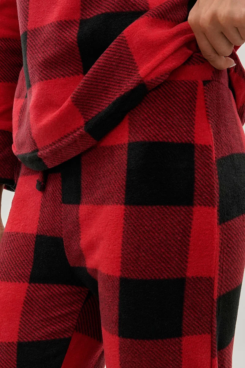 Plaid Jogger Pajama Pants - Red - Image 4