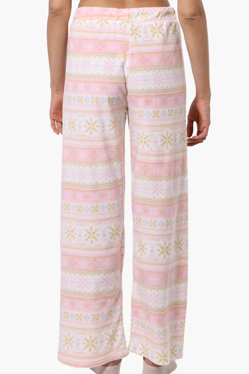 Festive Pattern Wide Leg Pajama Pants - Blush - Image 3