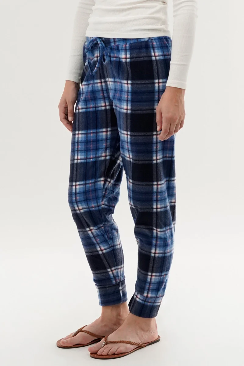 Plaid Pajama Pants - Navy - Image 2