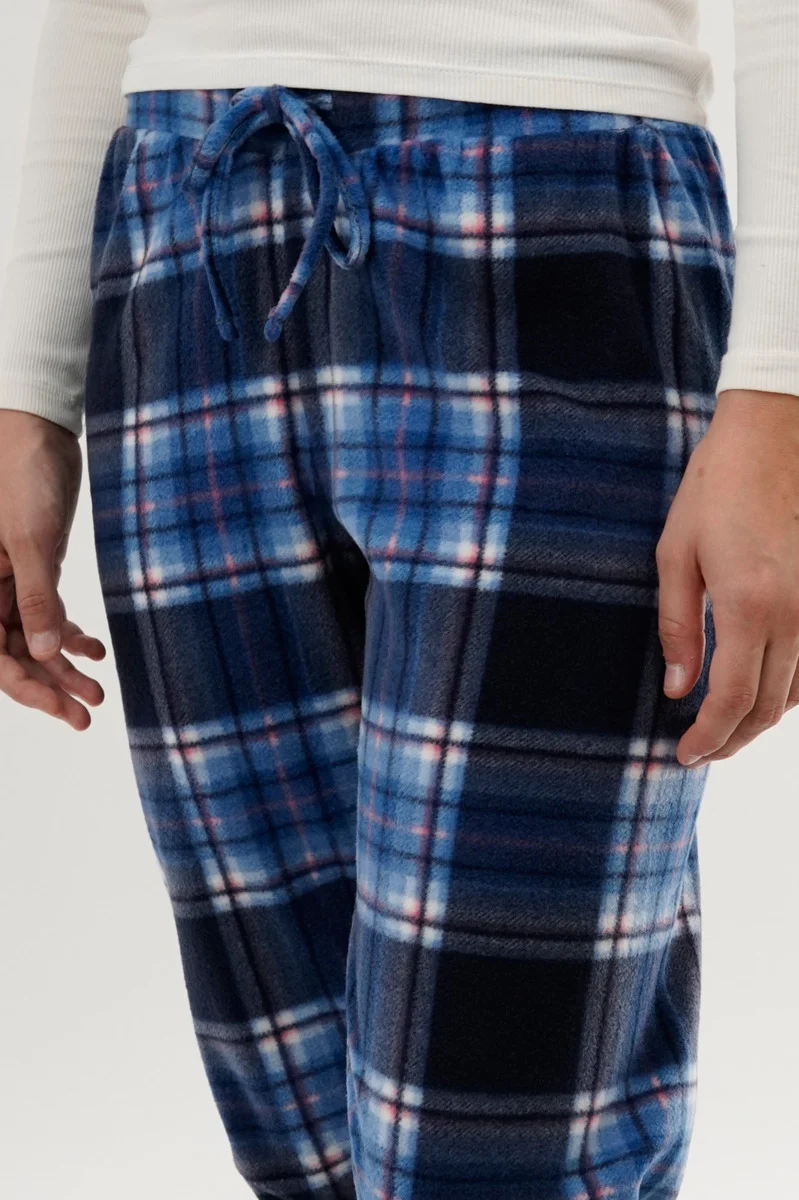 Plaid Pajama Pants - Navy - Image 4