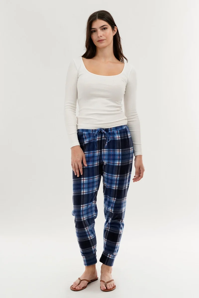 Plaid Pajama Pants - Navy - Image 5