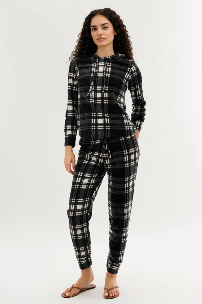 Plaid Pajama Pants - Black - Image 5