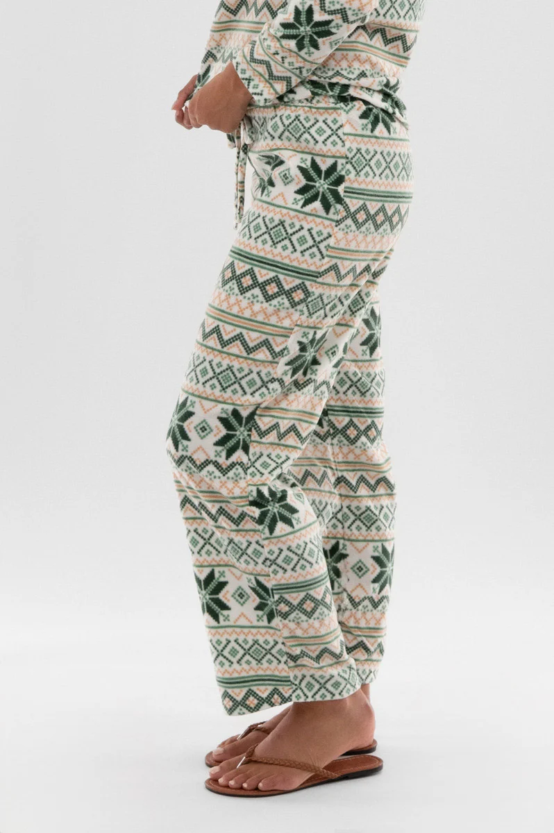 Festive Print Wide Leg Pajama Pants - White - Image 2