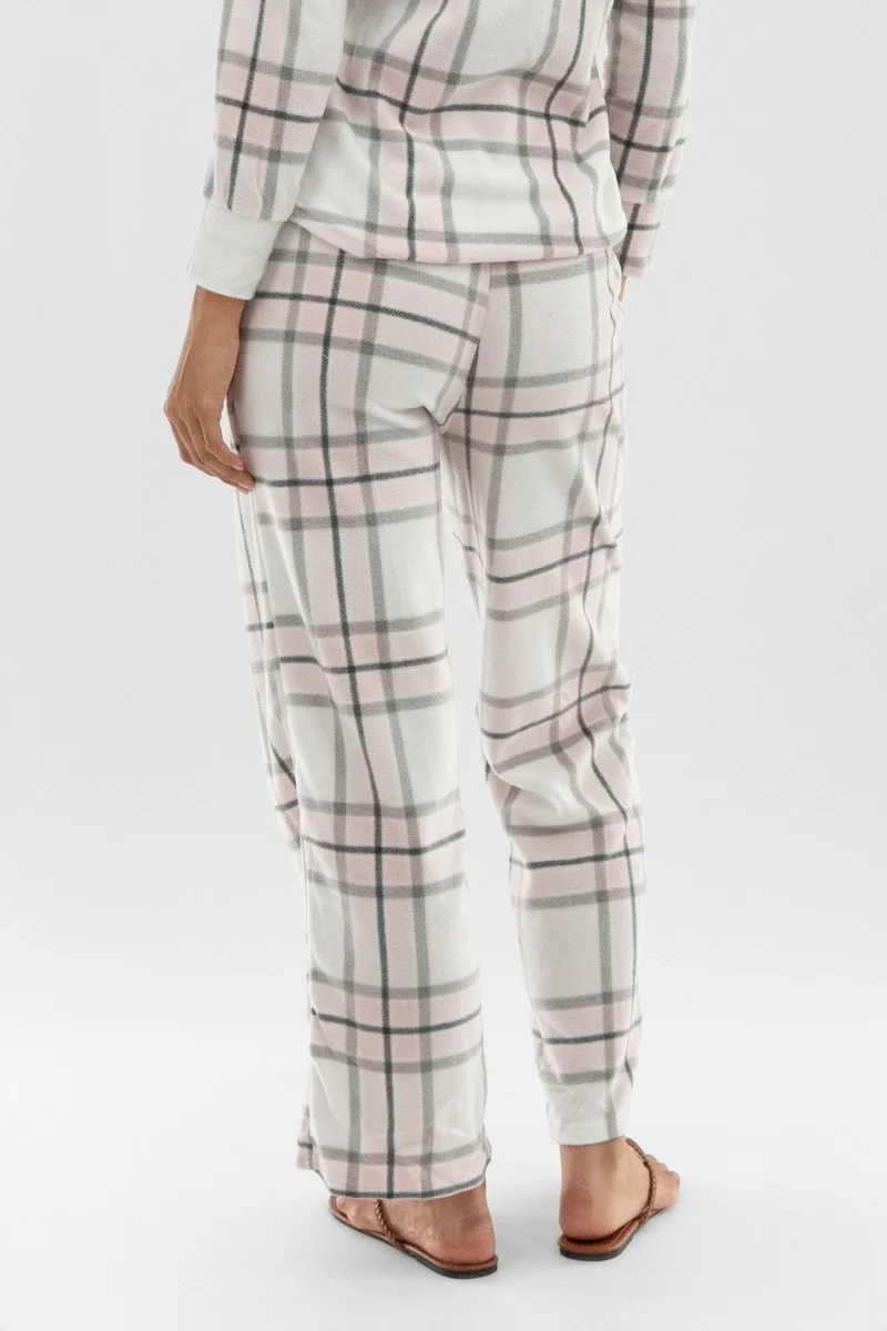 Plaid Wide Leg Pajama Pants - Blush - Image 3