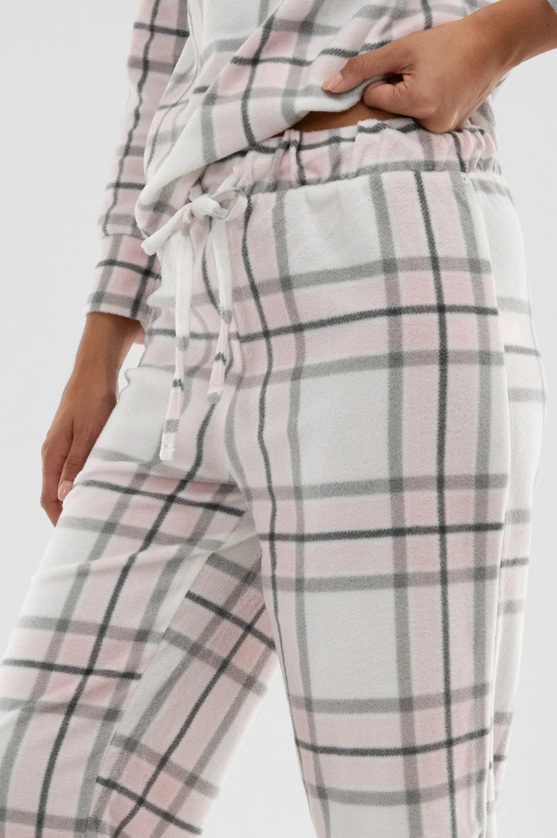 Plaid Wide Leg Pajama Pants - Blush - Image 4