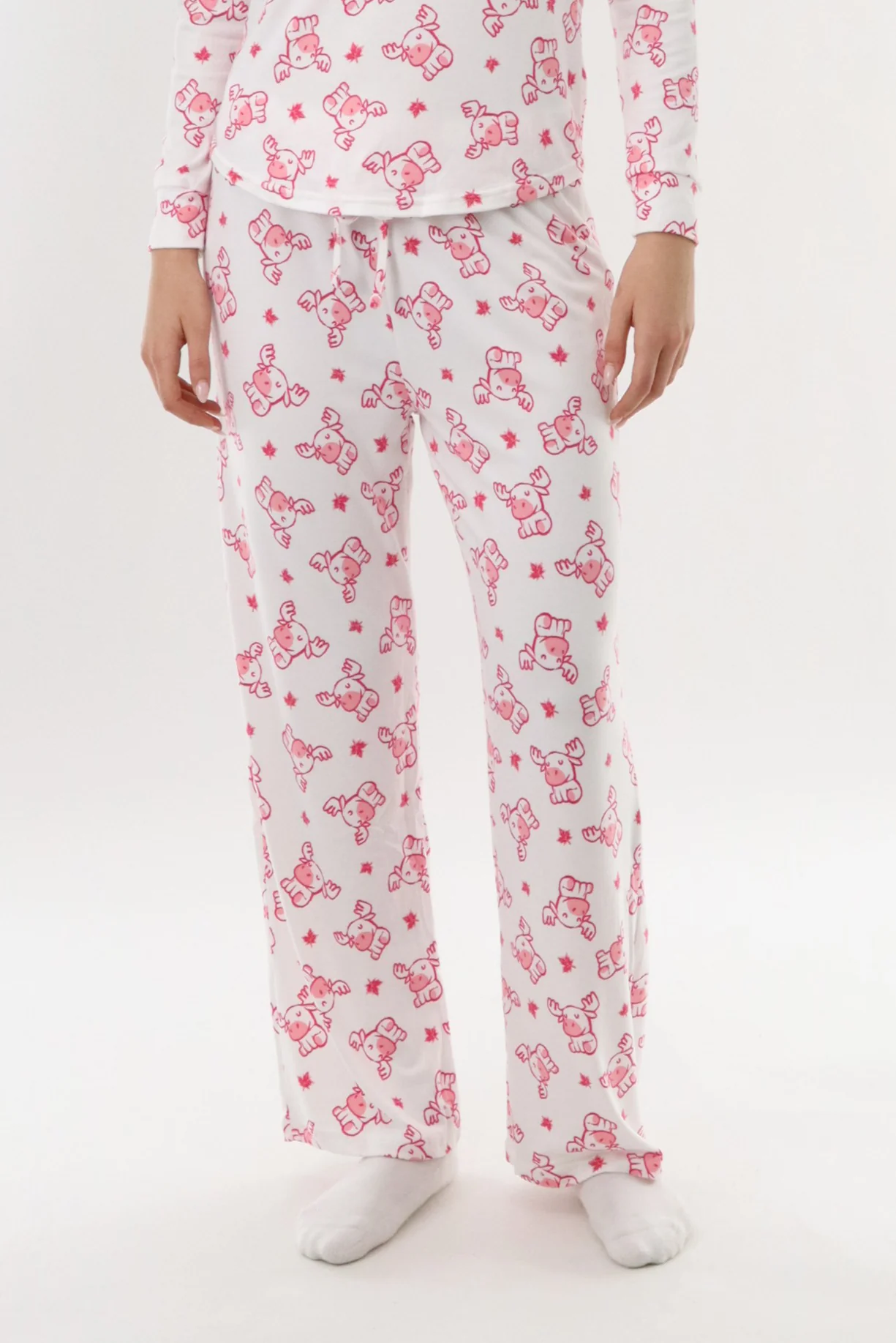 Long Printed Pajama Pants - White