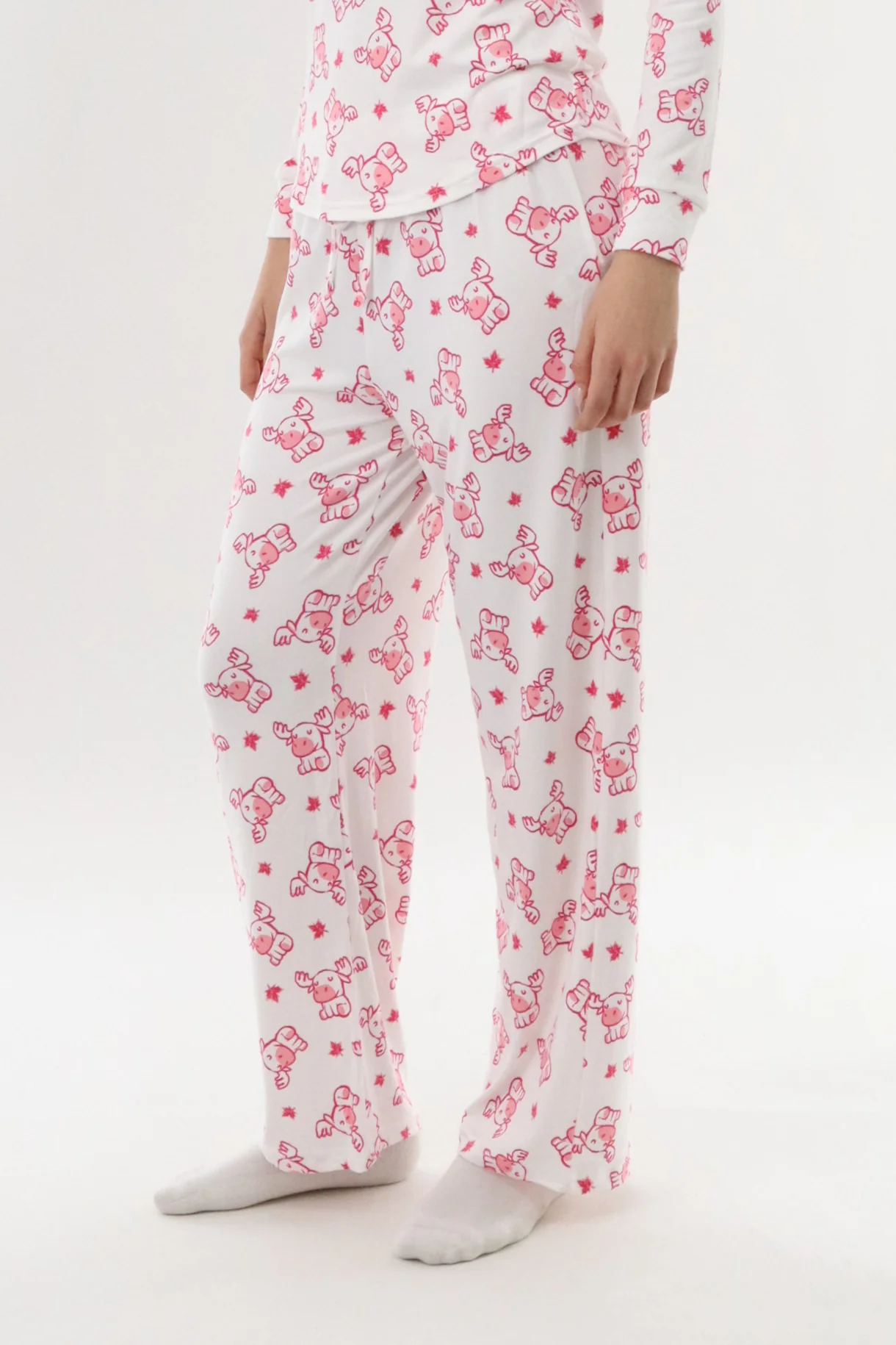Long Printed Pajama Pants - White - Image 2