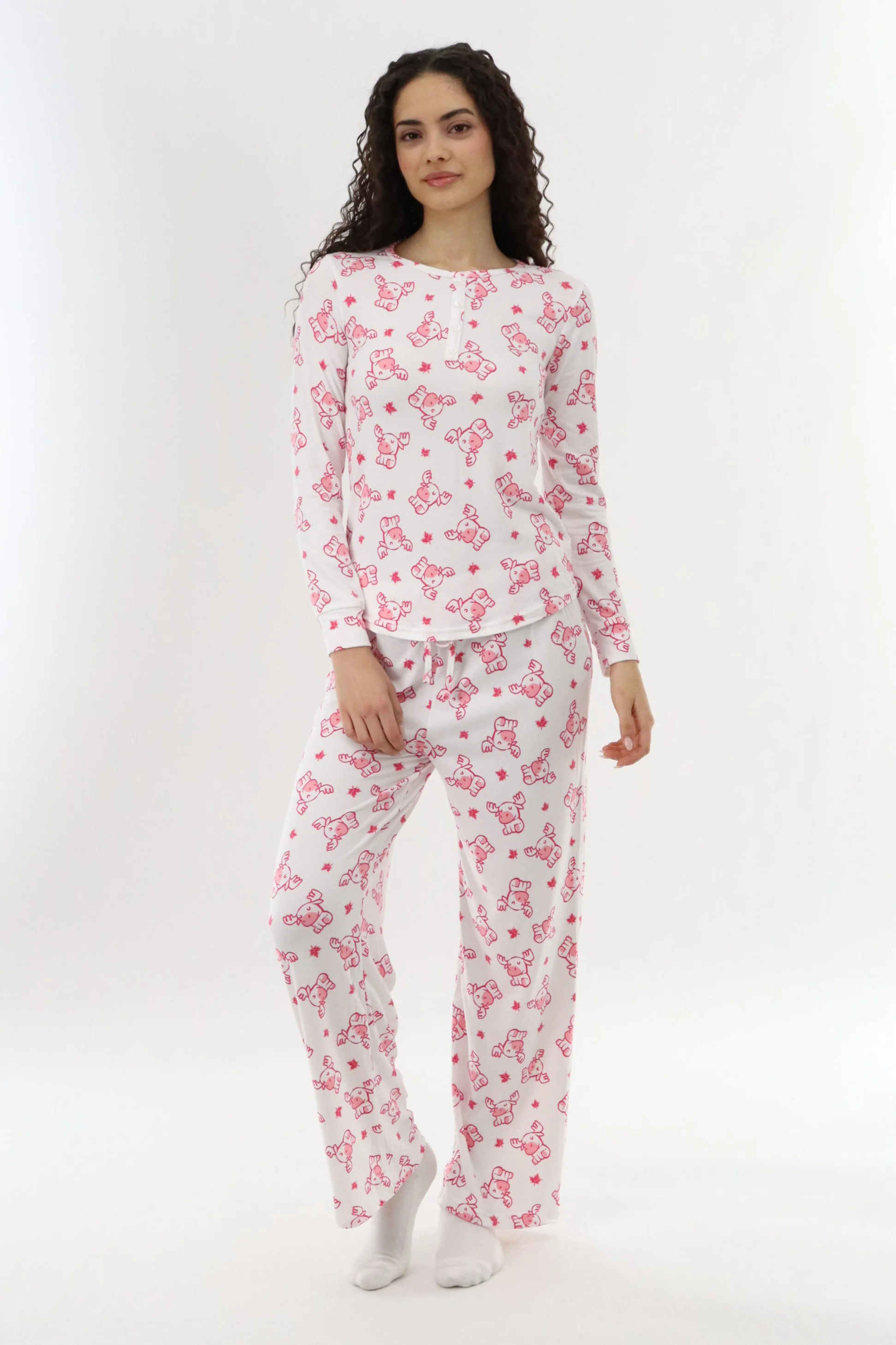 Long Printed Pajama Pants - White - Image 5
