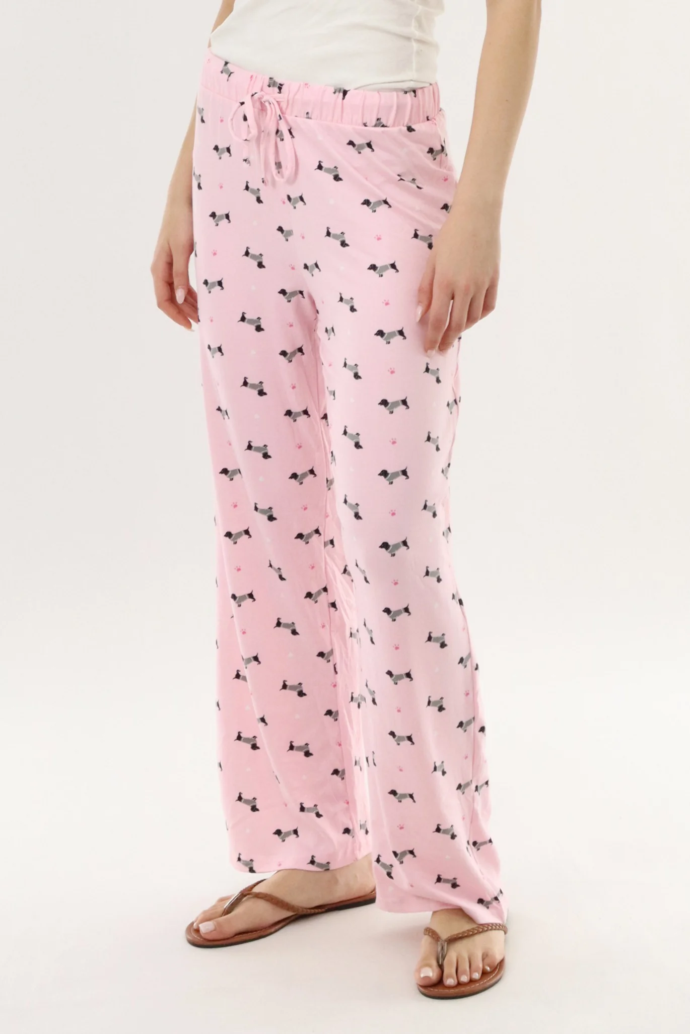 Dog Print Long Pajama Pants - Pink - Image 2