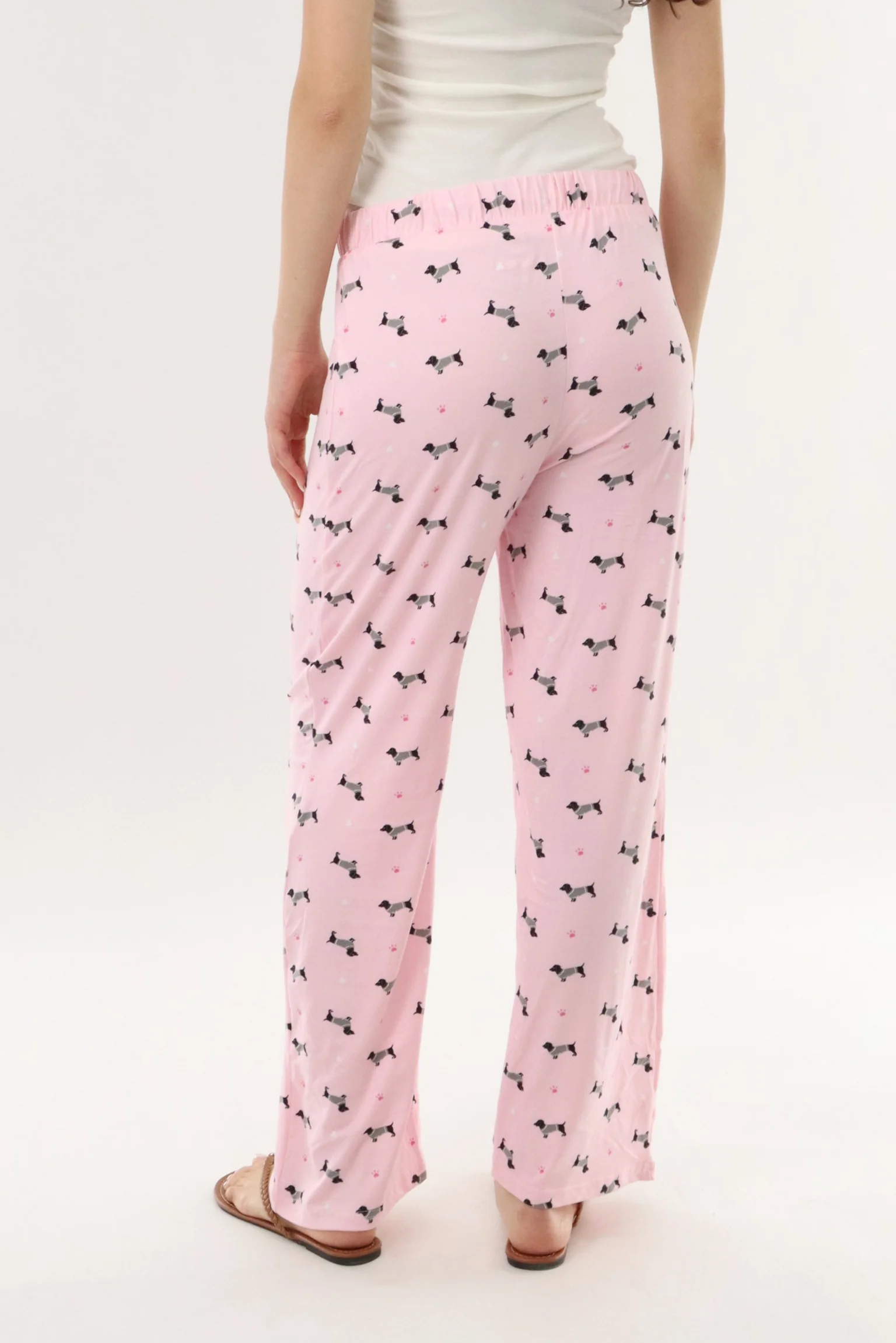 Dog Print Long Pajama Pants - Pink - Image 3