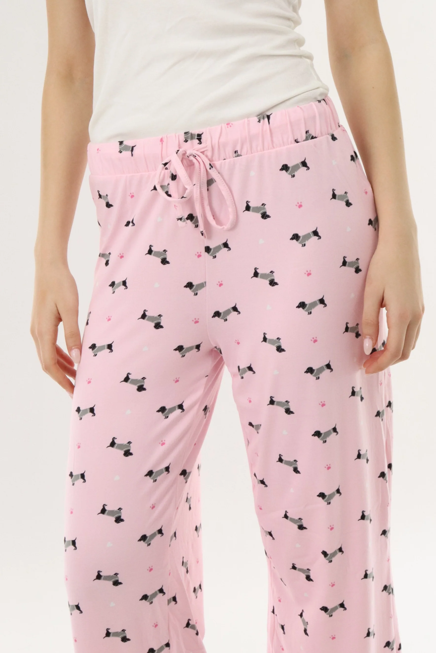 Dog Print Long Pajama Pants - Pink - Image 4