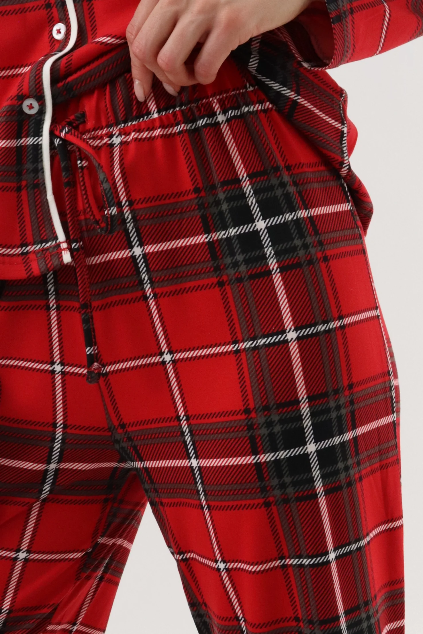 Wide Leg Plaid Pajama Pants - Red - Image 4