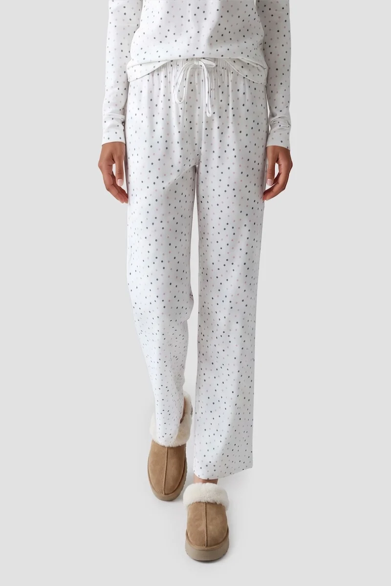 Polkadot Long Pajama Pants - White - Image 2
