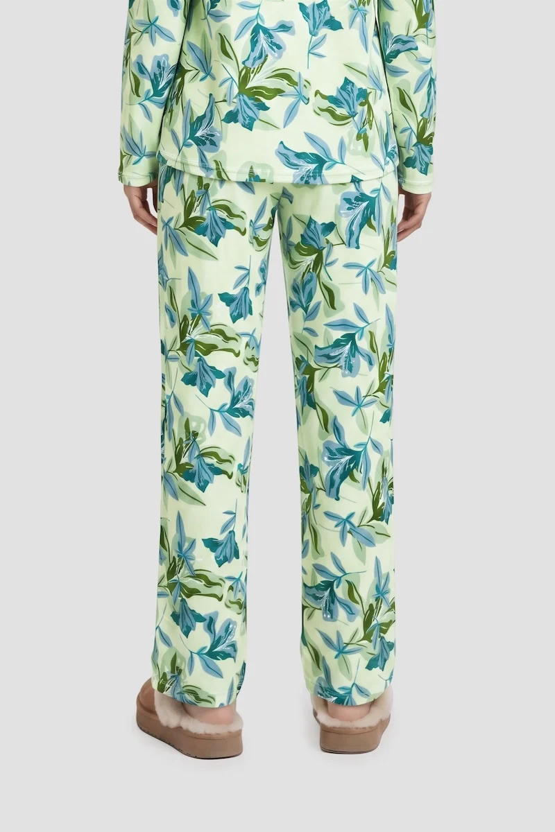 Plant Print Long Pajama Pants - Green - Image 2