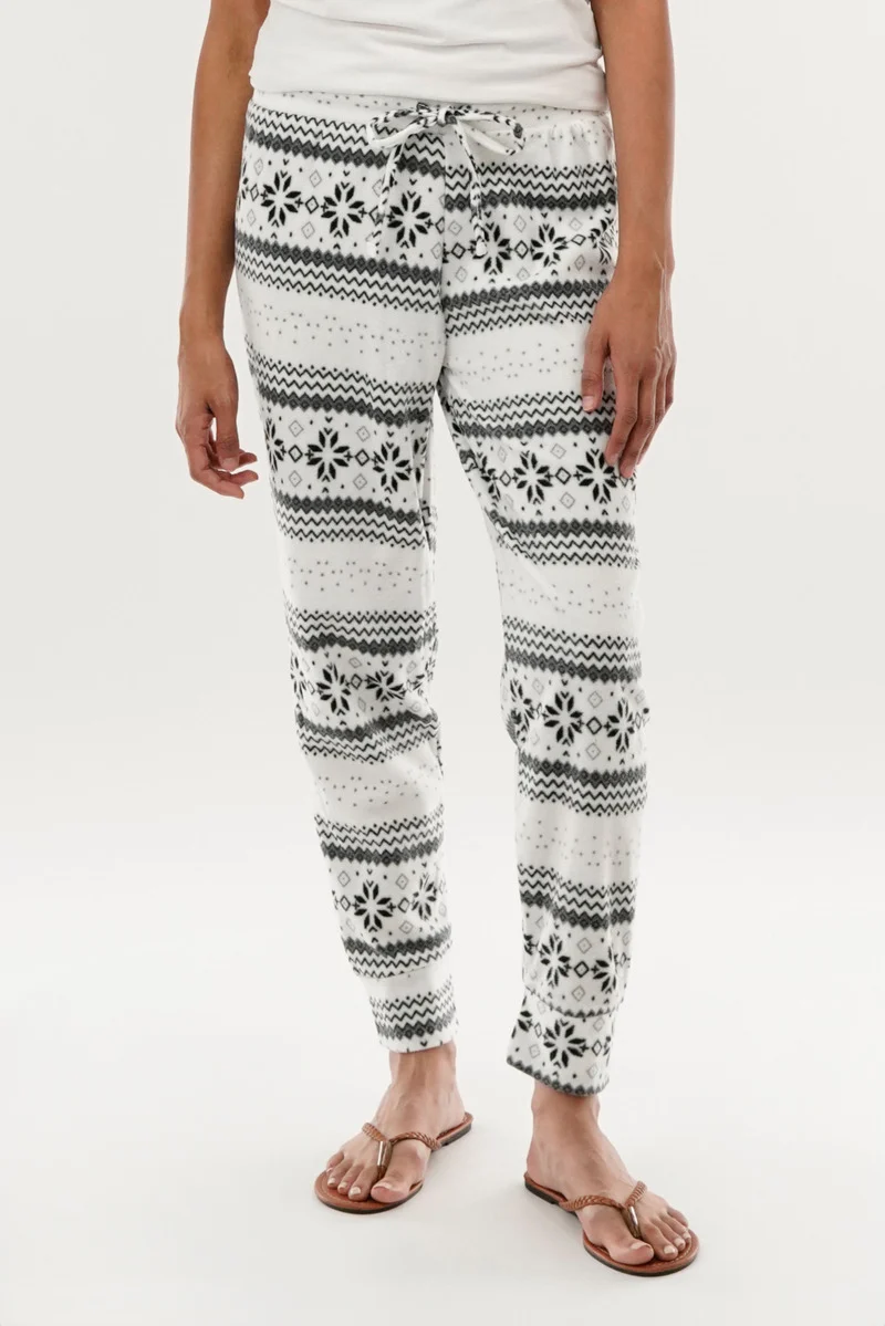 Festive Print Pajama Pants - White