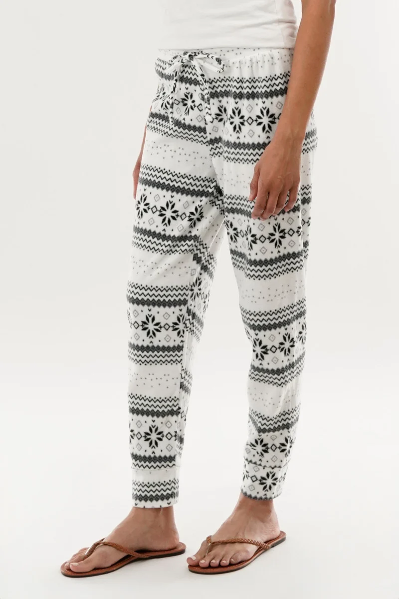 Festive Print Pajama Pants - White - Image 2