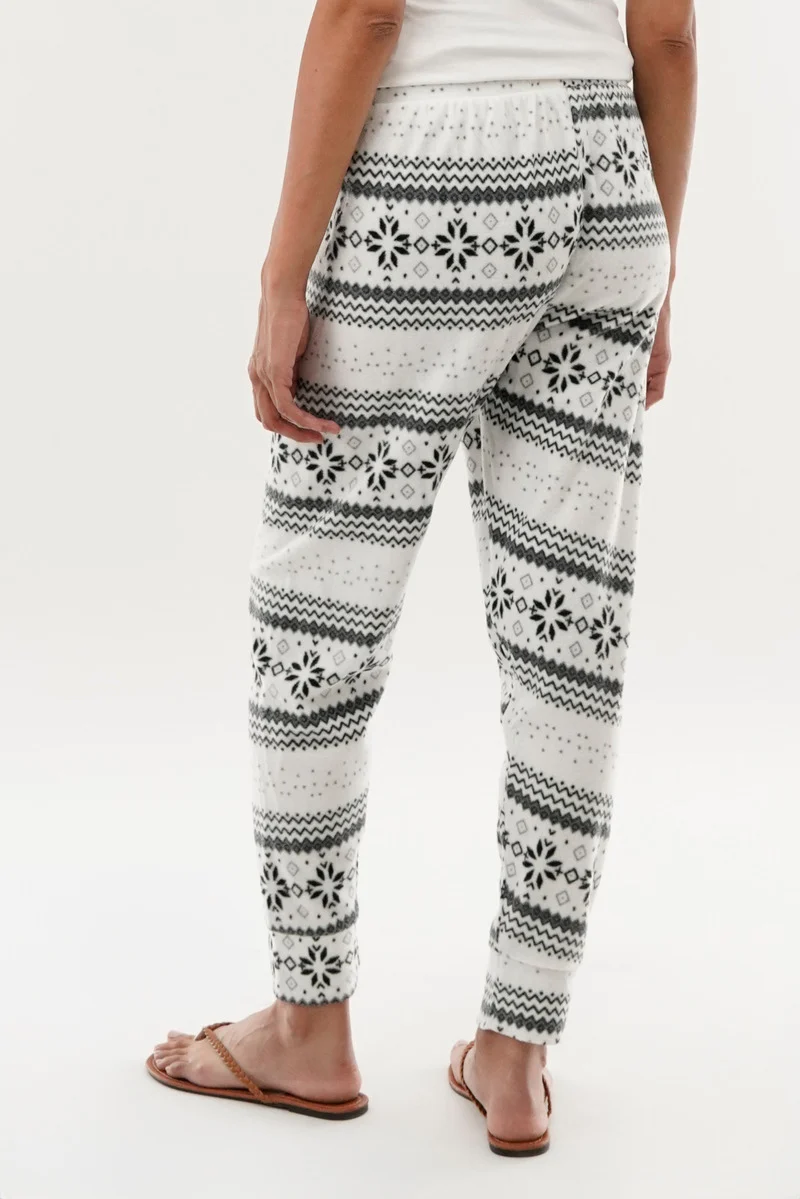 Festive Print Pajama Pants - White - Image 3