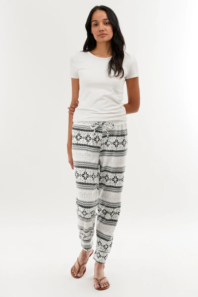 Festive Print Pajama Pants - White - Image 5