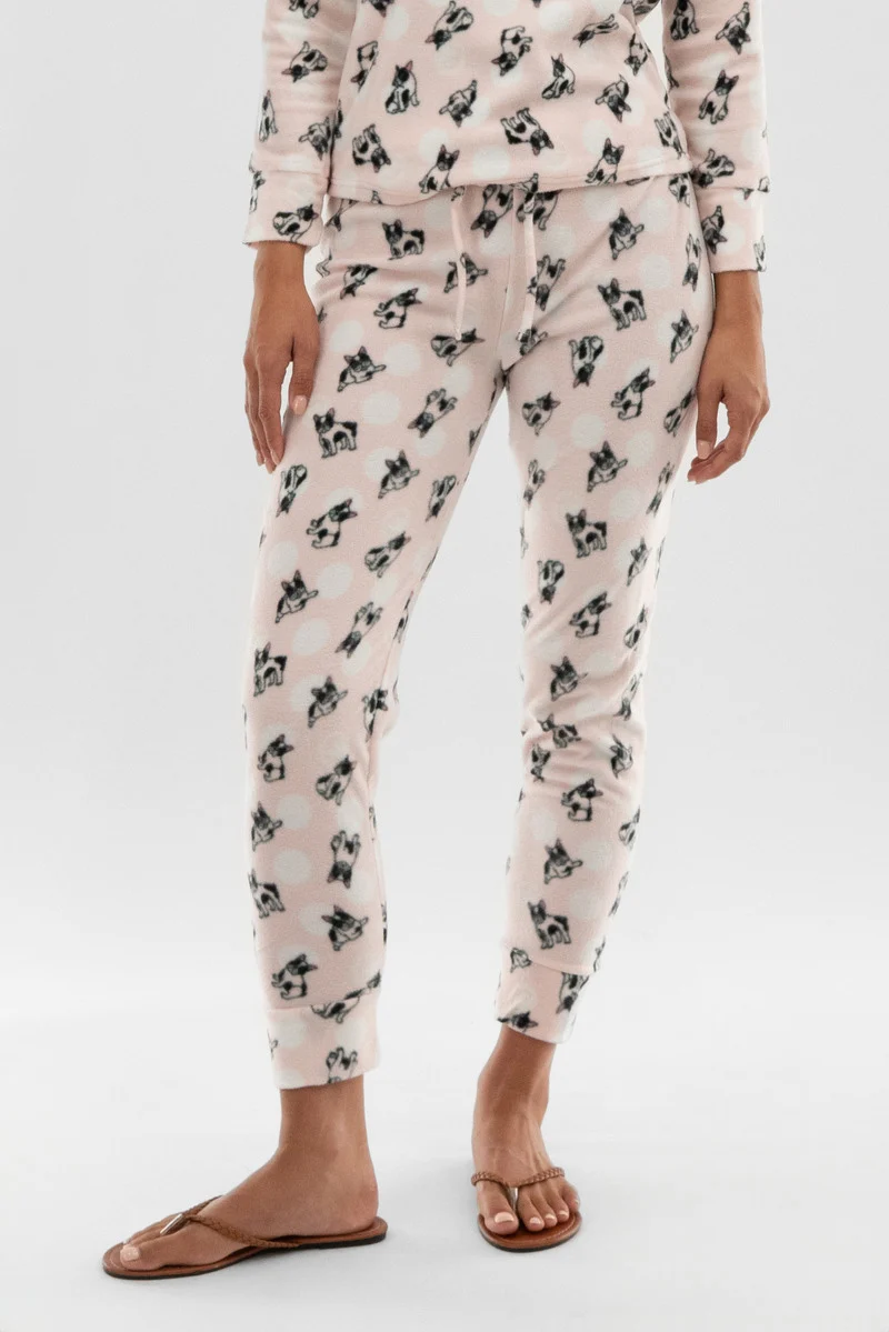 Dog Print Pajama Pants - Blush
