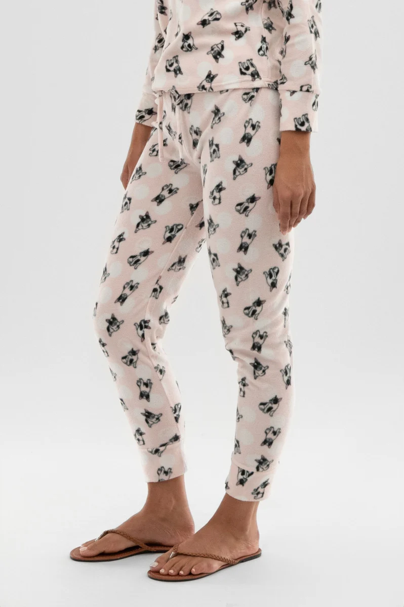Dog Print Pajama Pants - Blush - Image 2