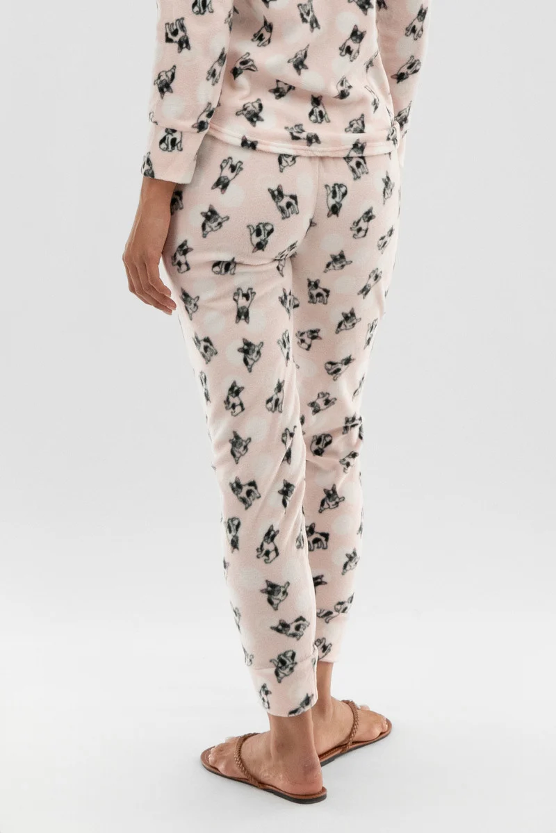 Dog Print Pajama Pants - Blush - Image 3