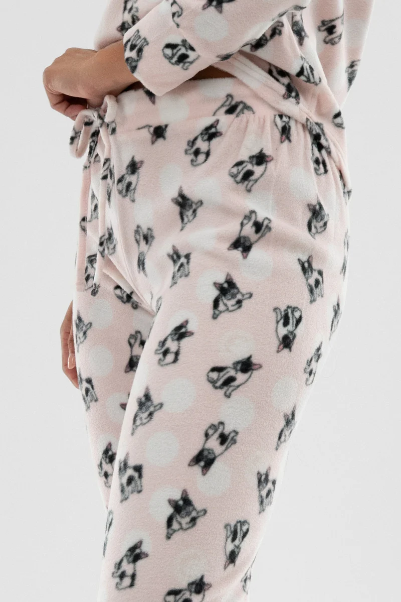Dog Print Pajama Pants - Blush - Image 4