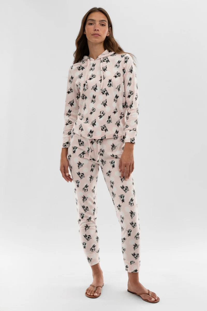 Dog Print Pajama Pants - Blush - Image 5