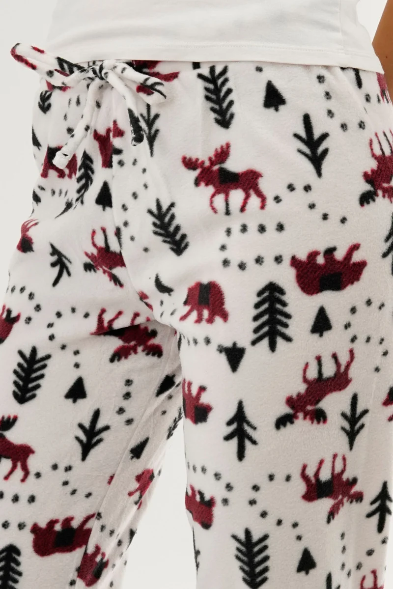 Winter Print Pajama Pants - White - Image 4