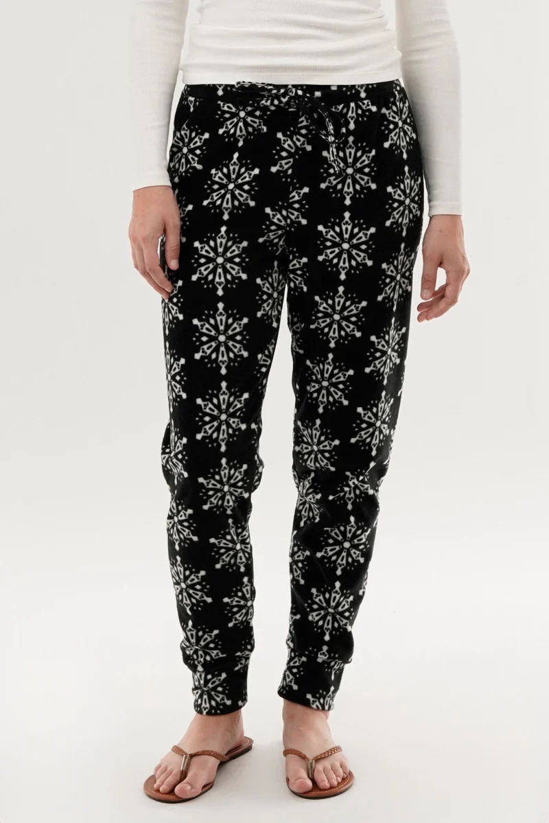 Festive Print Pajama Pants - Black