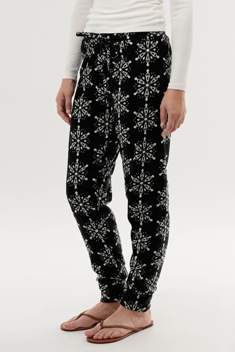Festive Print Pajama Pants - Black - Image 2