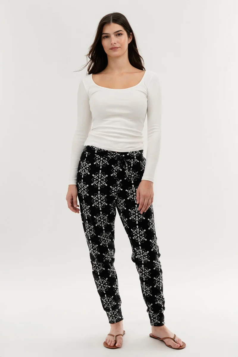 Festive Print Pajama Pants - Black - Image 5