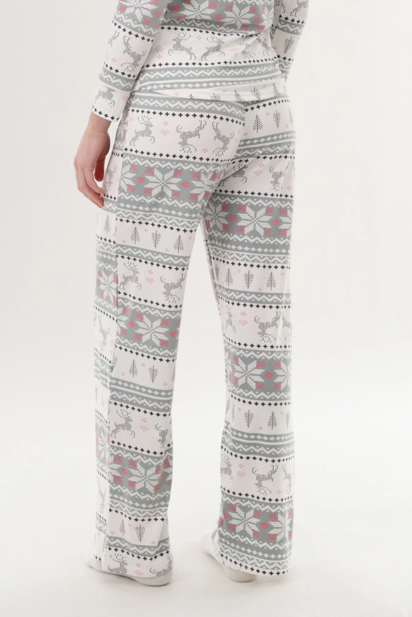 Wide Leg Festive Pajama Pants - Grey - Image 3