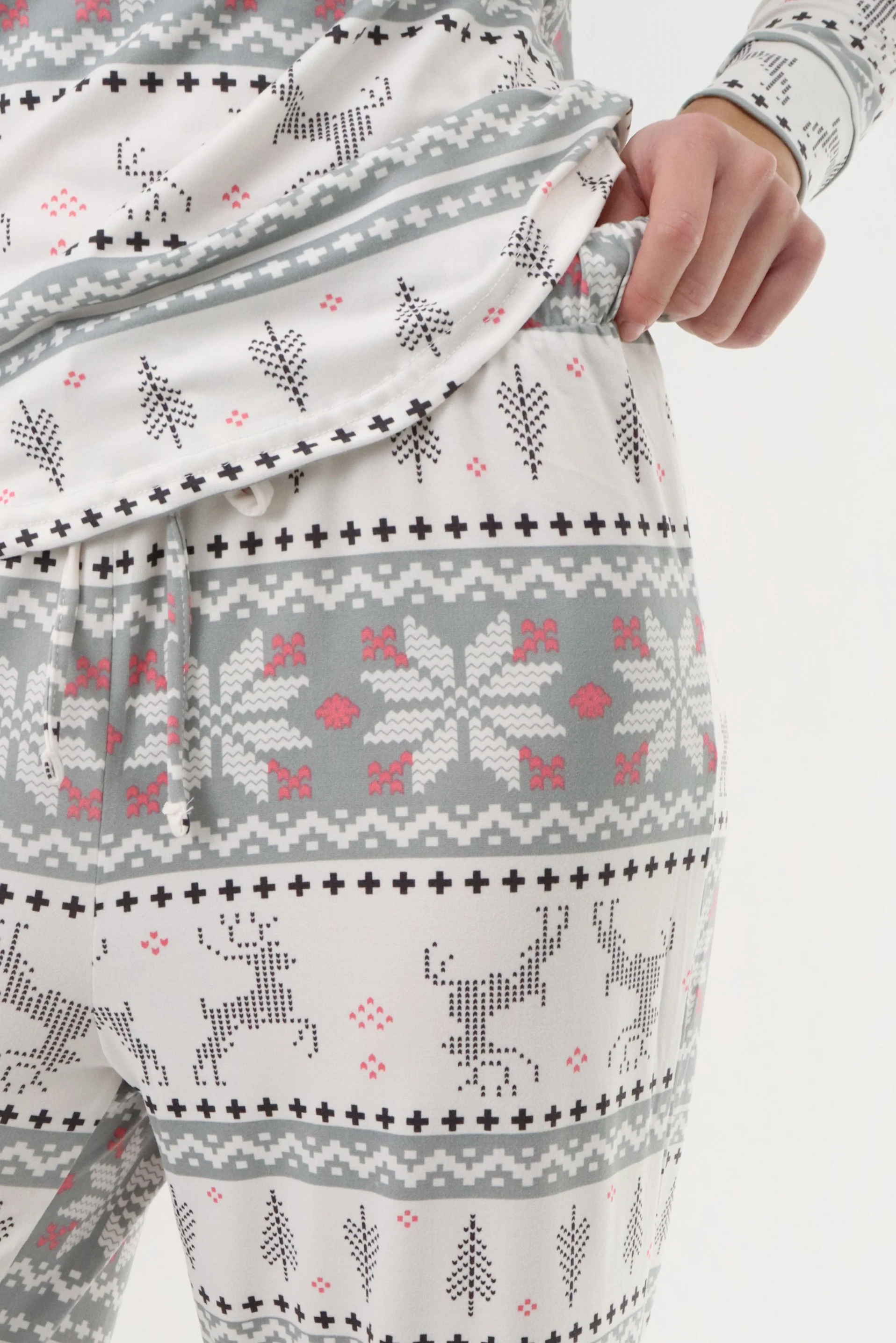 Wide Leg Festive Pajama Pants - Grey - Image 4