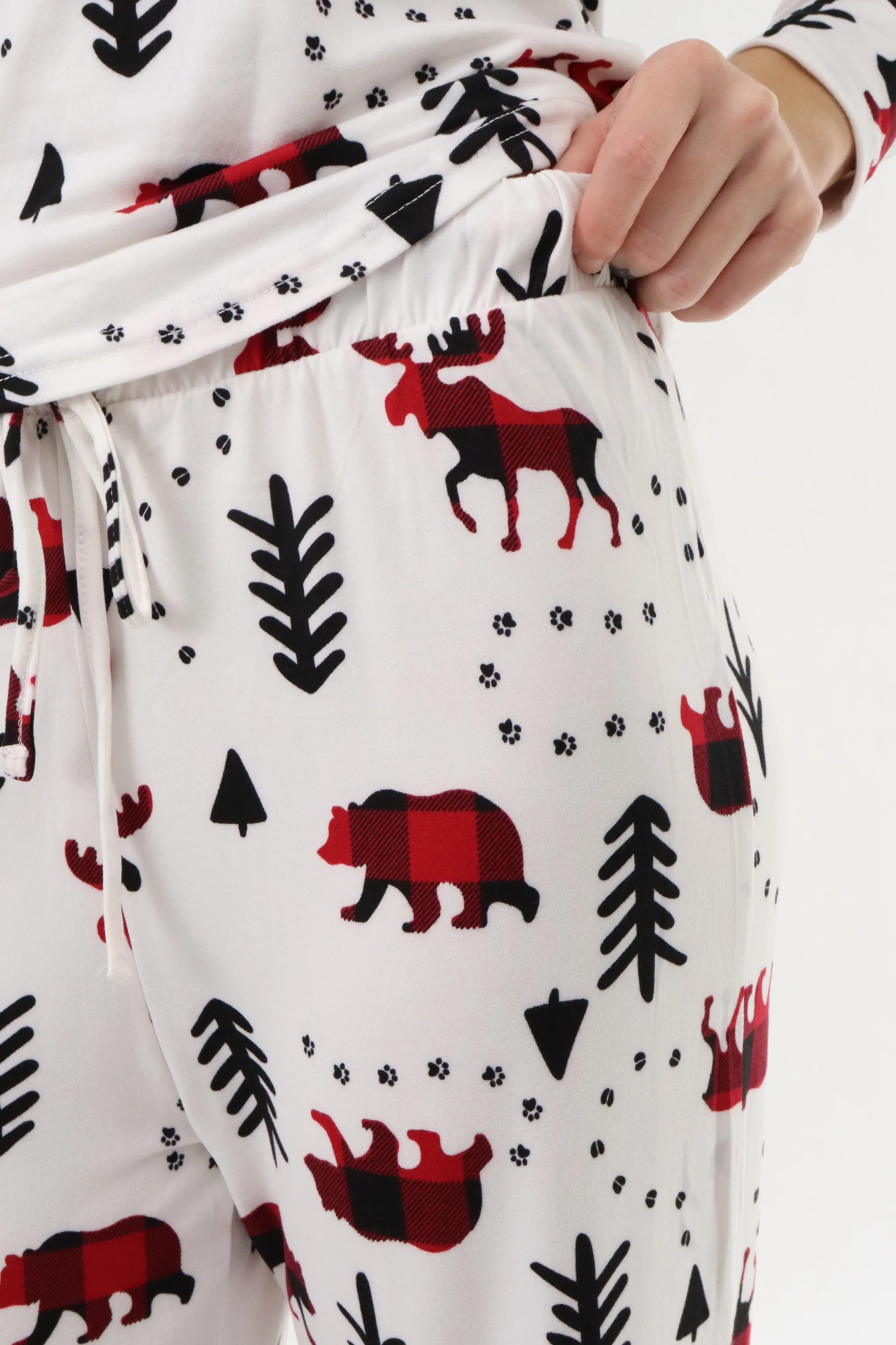 Wide Leg Festive Pajama Pants - White - Image 4