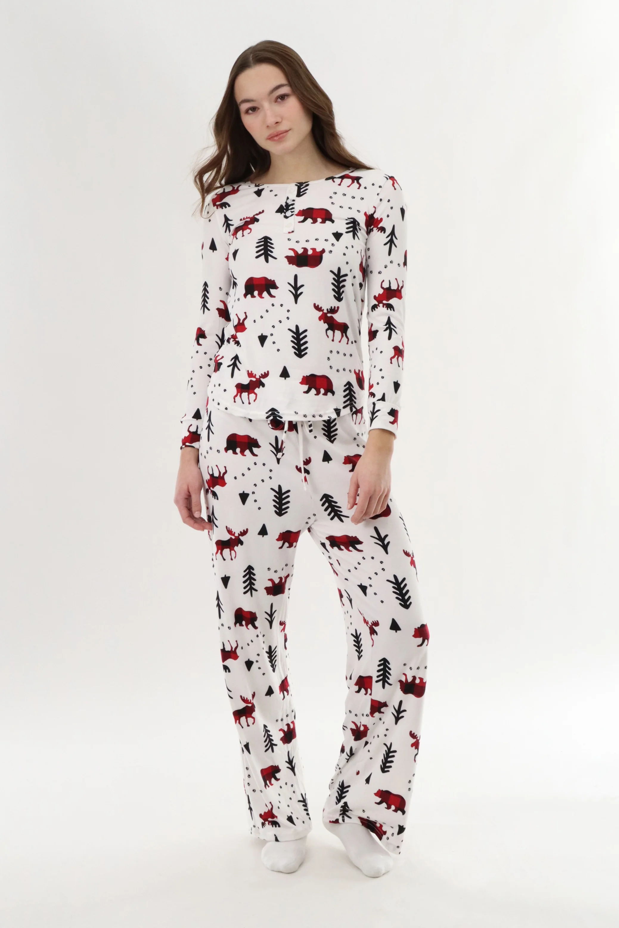 Wide Leg Festive Pajama Pants - White - Image 5