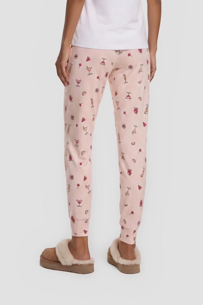 Martini Print Jogger Pajama Pants - Pink - Image 2