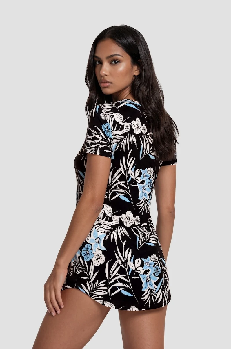 Short Sleeve Sleep Dress - Black - Image 2