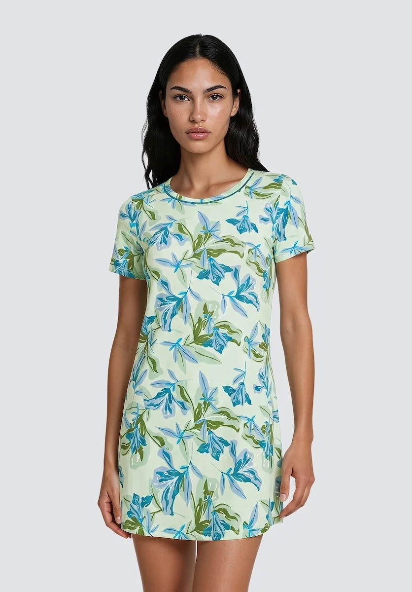 Short Sleeve Sleep Dress - Green