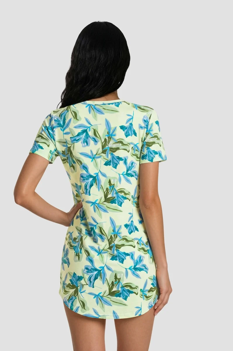 Short Sleeve Sleep Dress - Green - Image 2