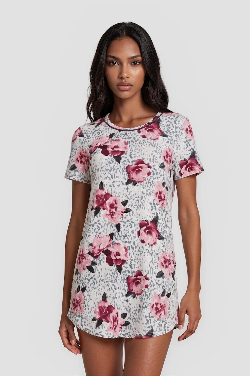Short Sleeve Sleep Dress - White