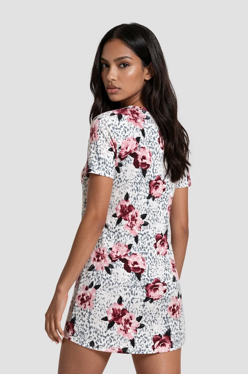 Short Sleeve Sleep Dress - White - Image 2