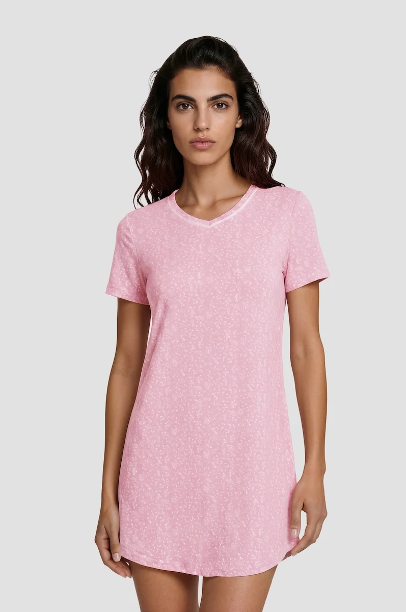 Short Sleeve Sleep Dress - Pink