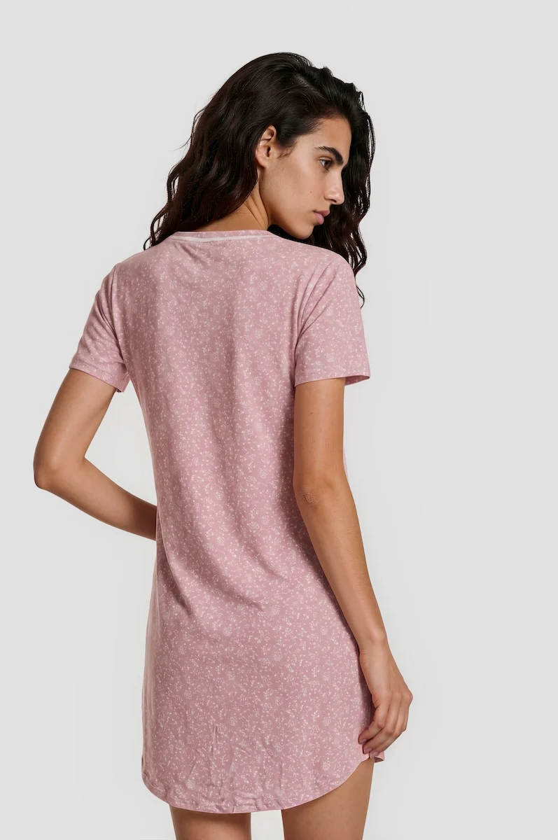 Short Sleeve Sleep Dress - Pink - Image 2