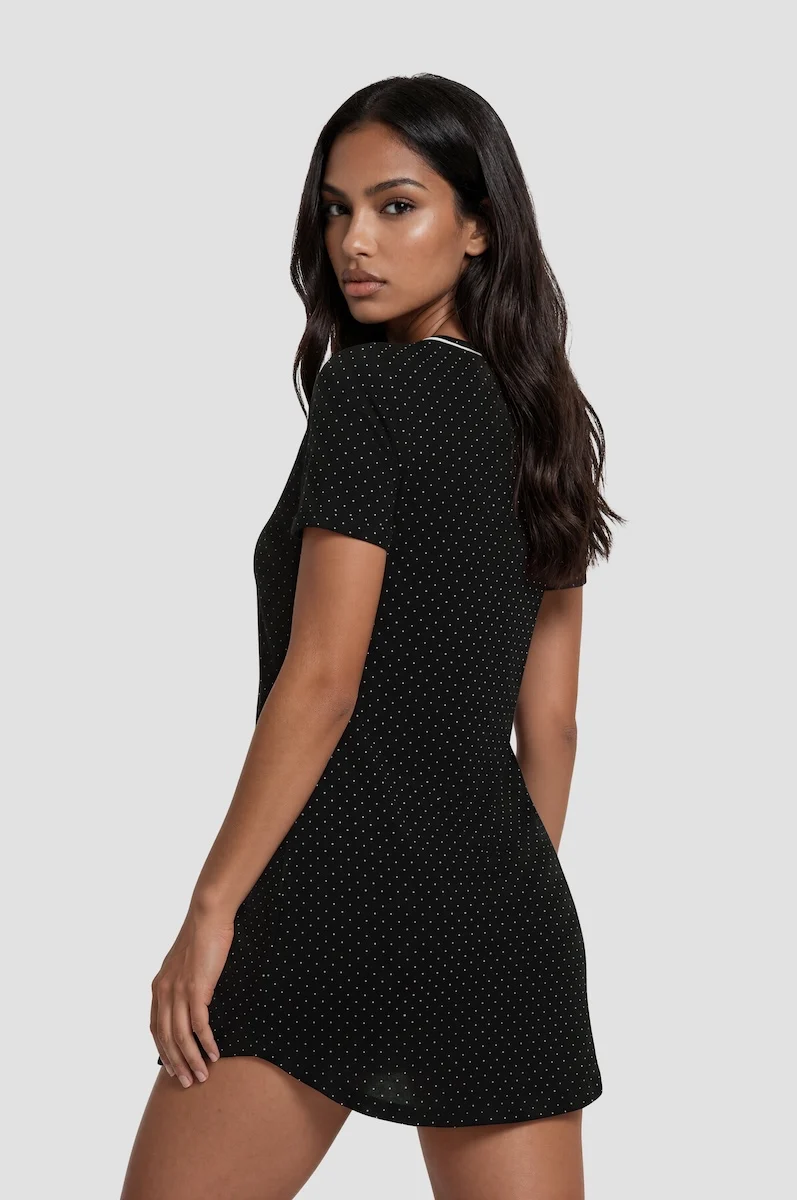 Short Sleeve Sleep Dress - Black - Image 2